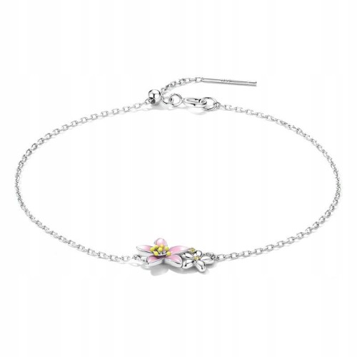 Fraise bransoletka srebrna S925 z kwiatami