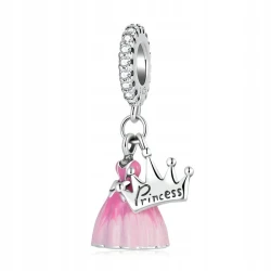 Fraise Charms srebro S925 Princess sukienka różowa