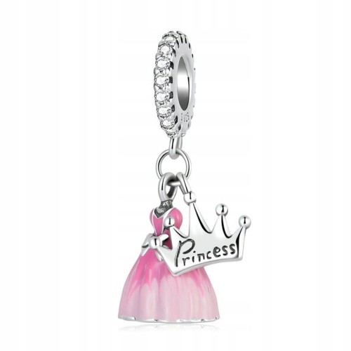 Fraise Charms srebro S925 Princess sukienka różowa