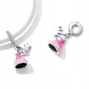Fraise Charms srebro S925 Princess sukienka różowa