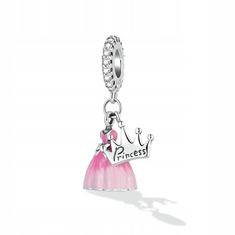 Fraise Charms srebro S925 Princess sukienka różowa