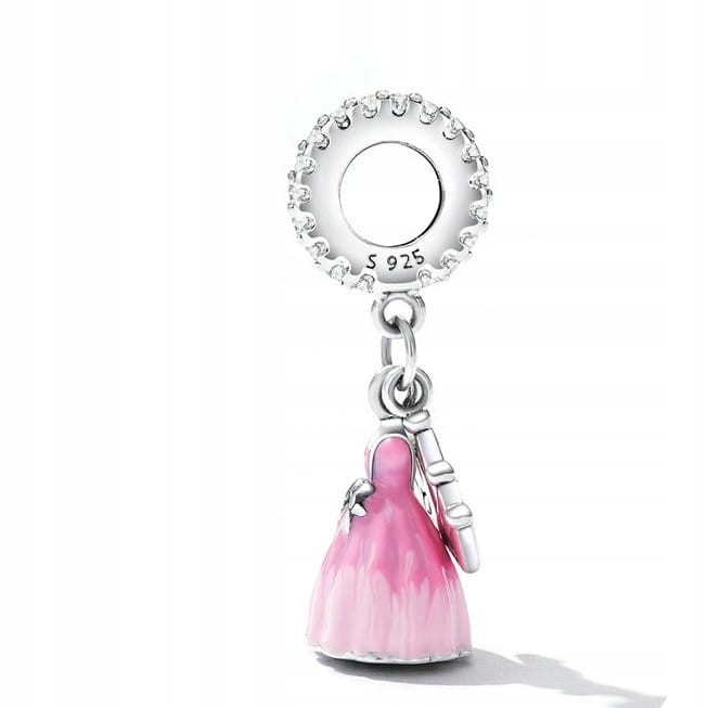 Fraise Charms srebro S925 Princess sukienka różowa