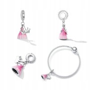 Fraise Charms srebro S925 Princess sukienka różowa