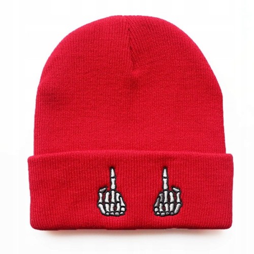 Czapka zimowa czerwona FUCK unisex