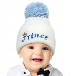 Prince czapka zimowa dla dziecka biała pompon