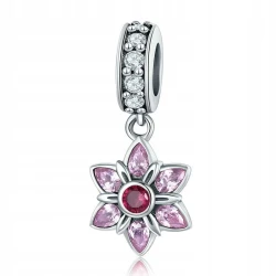 Fraise Charms S925 kwiatek różowy z cyrkoniami