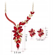 Zestaw czerwonym z cyrkoniami naszyjnik i kolczyki