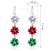 Kolczyki świąteczne długie trzy rozetki kokardy