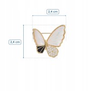 PINETS Broszka pozłacana 14K motyl masa perłowa