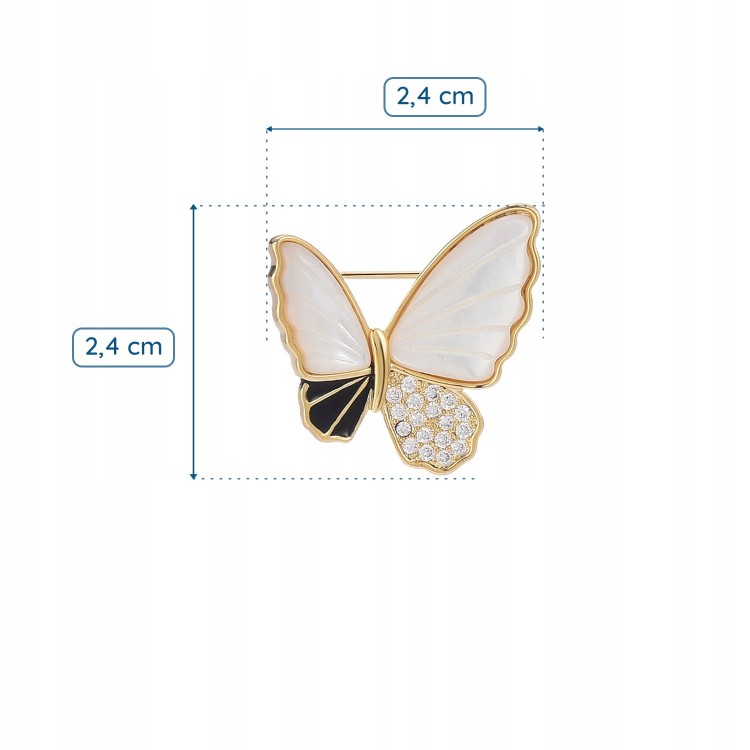 PINETS Broszka pozłacana 14K motyl masa perłowa