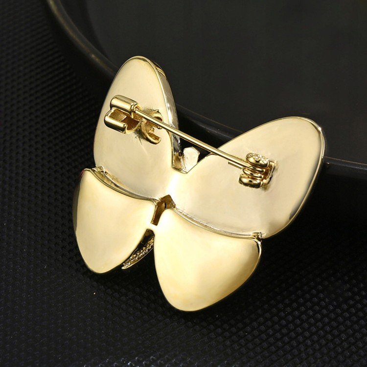 PINETS Broszka pozłacana 14K motyl masa perłowa