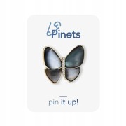 PINETS Broszka pozłacana 14K motyl masa perłowa