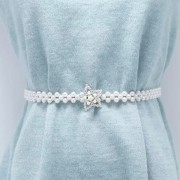 Pasek ozdobny do sukienki gwiazdka białe perełki