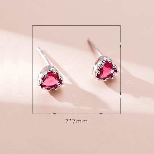 Fraise kolczyki srebro 925 Serca Cyrkonie Fuksja