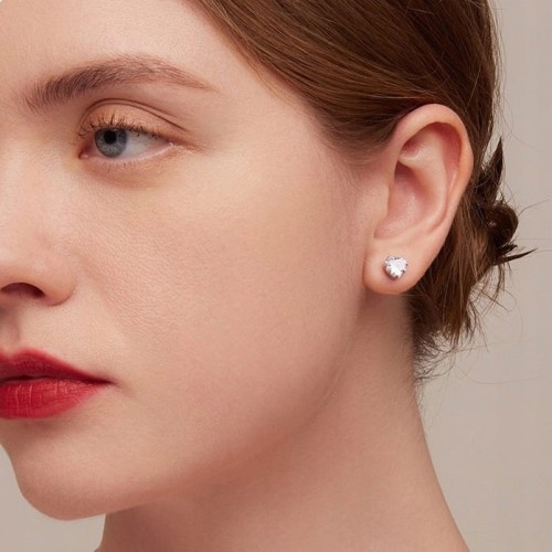 Fraise kolczyki srebrne 925 Serca Cyrkonie białe