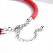 Fraise bransoletka sznurkowa czerwona S925 charms