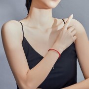 Fraise bransoletka sznurkowa czerwona S925 charms