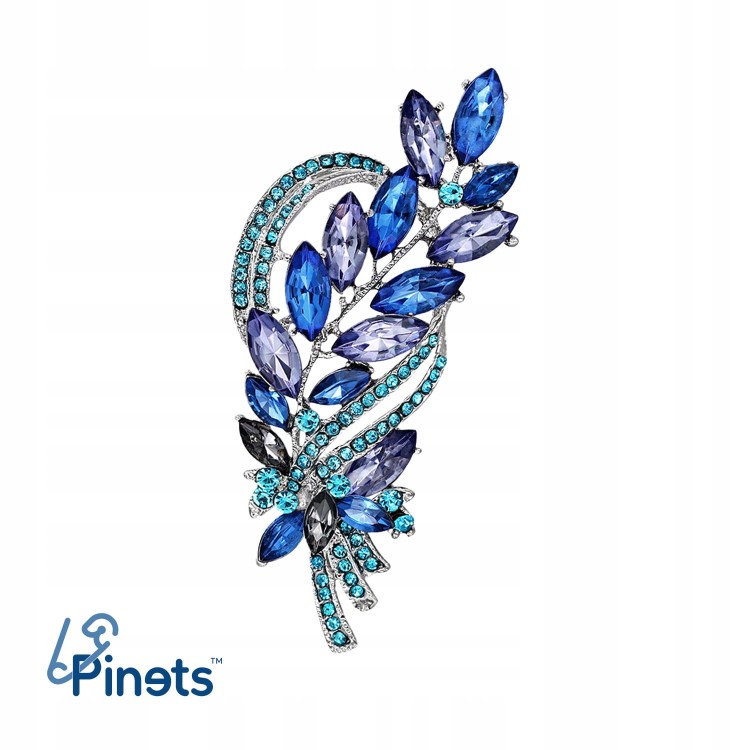 PINETS srebrny kłos pszenicy cyrkonie broszka