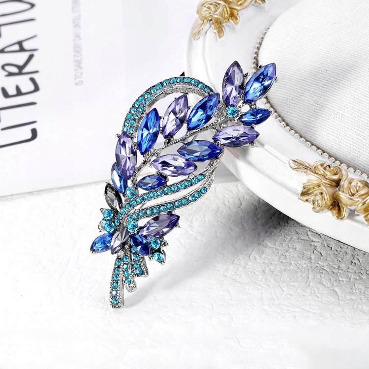 PINETS srebrny kłos pszenicy cyrkonie broszka