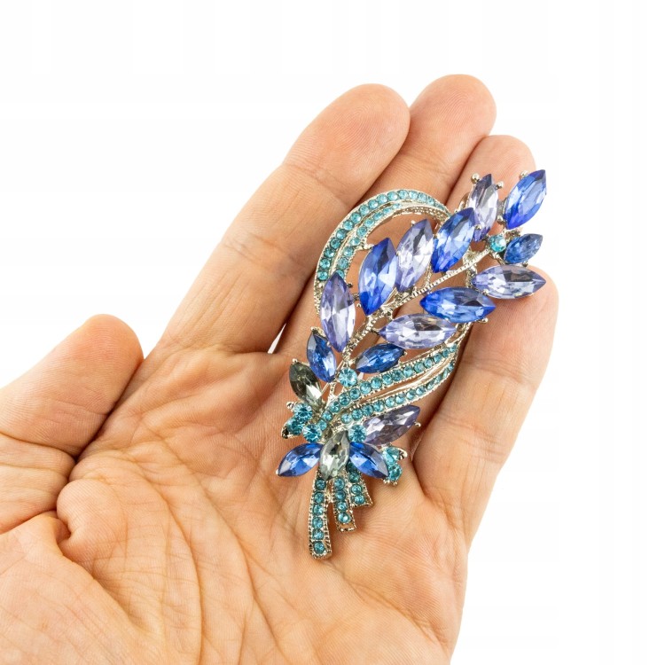 PINETS srebrny kłos pszenicy cyrkonie broszka