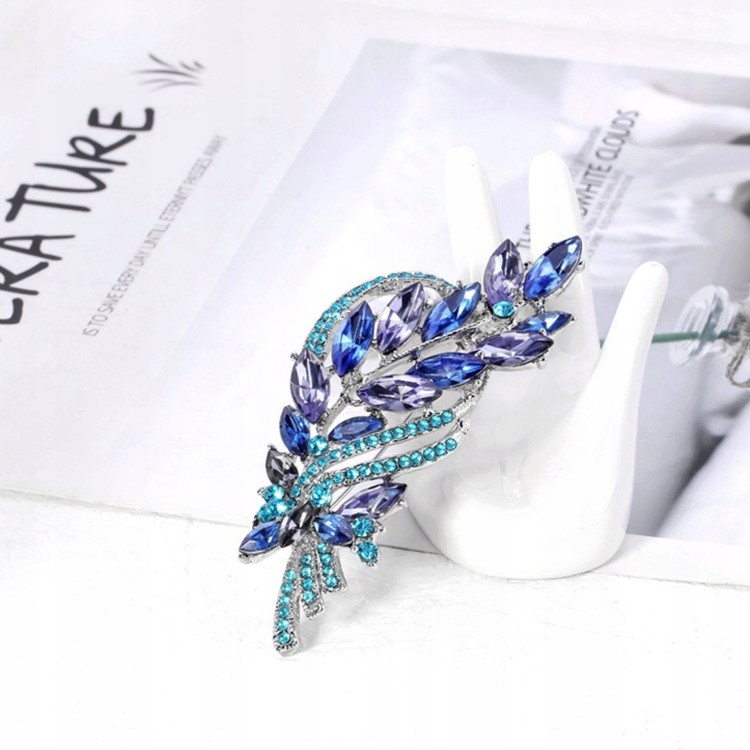 PINETS srebrny kłos pszenicy cyrkonie broszka