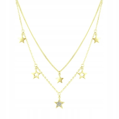 Fraise naszyjnik S925 gwiazdki cyrkonie pozłacany
