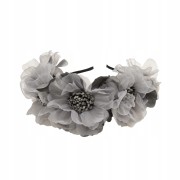 Opaska wianek uniwersalny duże srebrne kwiaty