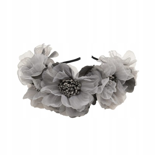 Opaska wianek uniwersalny duże srebrne kwiaty