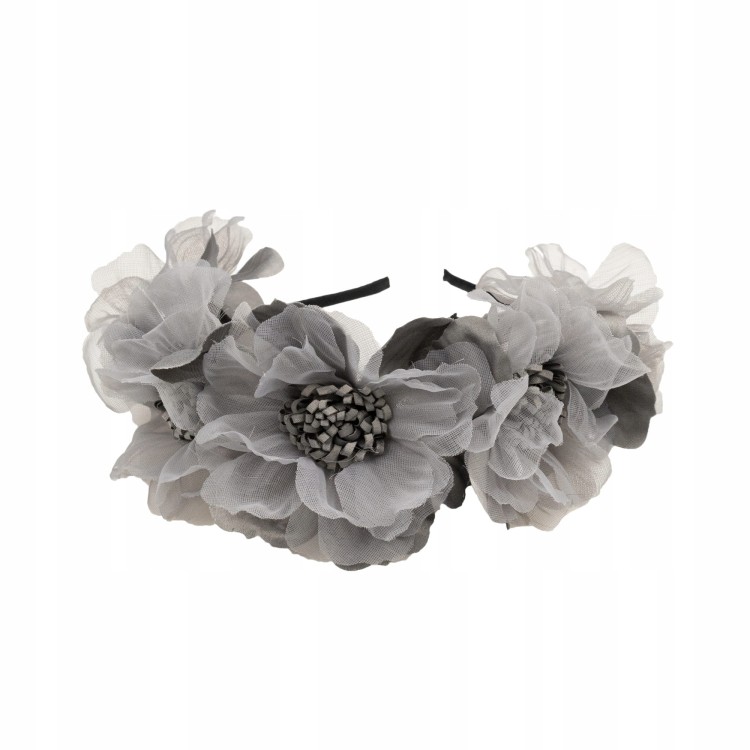 Opaska wianek uniwersalny duże srebrne kwiaty
