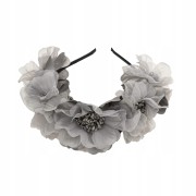 Opaska wianek uniwersalny duże srebrne kwiaty