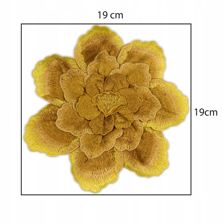 NASZYWKA haftowana żółty kwiat piwonia DUŻA