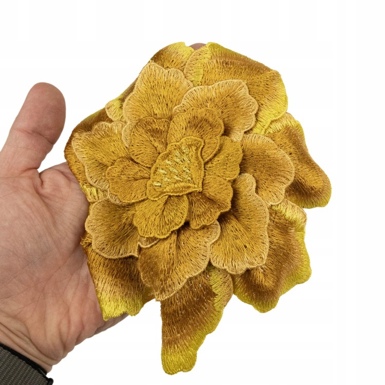 NASZYWKA haftowana żółty kwiat piwonia DUŻA