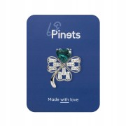 PINETS Koniczynka Srebrna broszka zielone serce