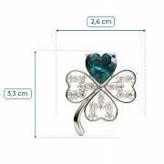 PINETS Koniczynka Srebrna broszka zielone serce