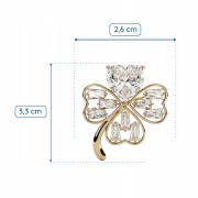 PINETS Broszka Koniczynka Złota z białym sercem