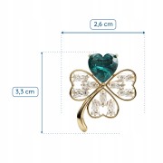 PINETS Broszka złota Koniczynka z zielonym sercem