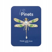 PINETS Broszka Ważka zielona pozłacana 14K złotem