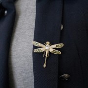 PINETS Broszka Ważka zielona pozłacana 14K złotem