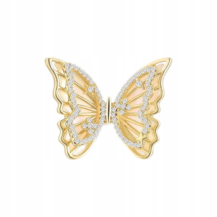 PINETS Przypinka Motyl pozłacana 14K złoto cyrkoni