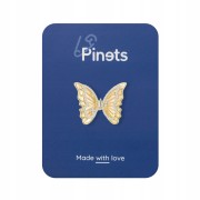 PINETS Przypinka Motyl pozłacana 14K złoto cyrkoni