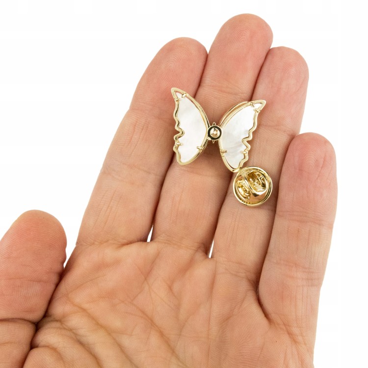 PINETS Przypinka Motyl pozłacana 14K złoto cyrkoni