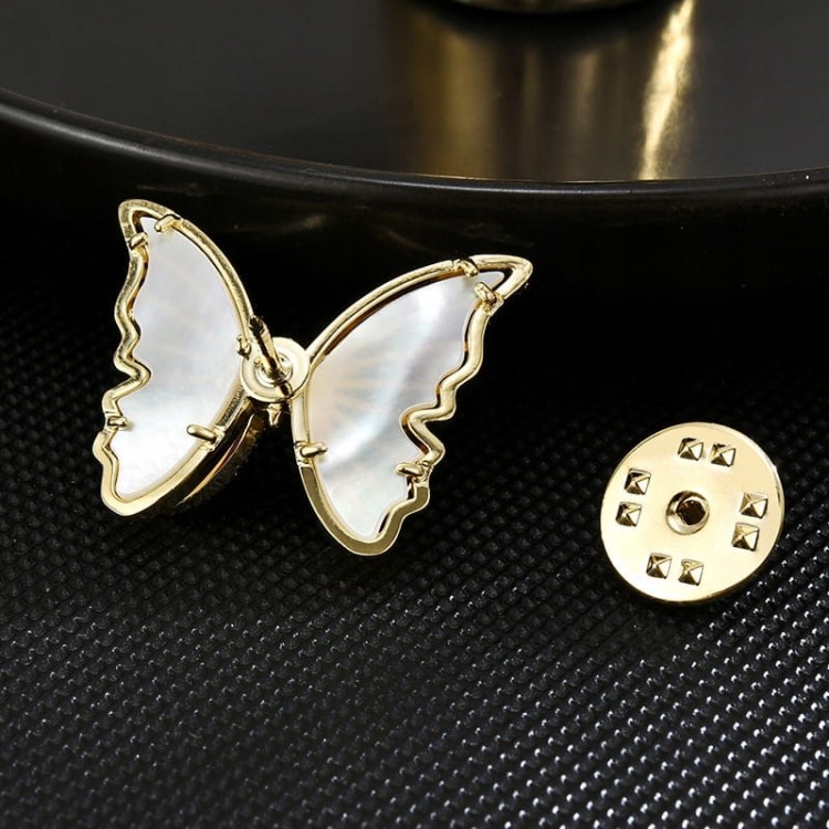 PINETS Przypinka Motyl pozłacana 14K złoto cyrkoni