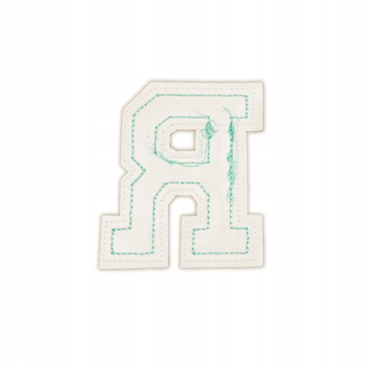 NASZYWKA LITERA R duża Font cyjan błękitna brokat