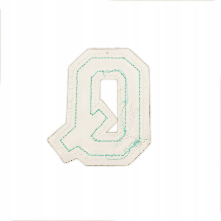 NASZYWKA Font cyjan duża LITERA Q błękitna brokat