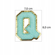 NASZYWKA Font cyjan duża LITERA Q błękitna brokat