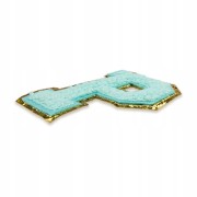 NASZYWKA Font cyjan duża LITERA P brokat błękitna