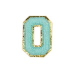 NASZYWKA duża Font cyjan LITERA O brokat błękitna