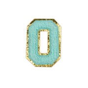 NASZYWKA duża Font cyjan LITERA O brokat błękitna