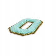 NASZYWKA duża Font cyjan LITERA O brokat błękitna