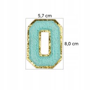 NASZYWKA duża Font cyjan LITERA O brokat błękitna